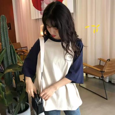 China 2023 New Breathable Short High School Student Clothes Summer Girl T-shirt Loose Sleeve Leisure All-matching Half Sleeve Tops for sale