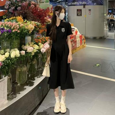 China High School Student Clothes 2023 Breathable Polo Collar Dress Girl Summer New Slimming College Style Long Skirt for sale