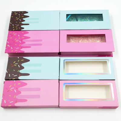 China Long Logo Eyelash Boxes Natural Custom Eyelash Vendor Customized Boxes Christmas Lashes Packet Mess Packaging for sale