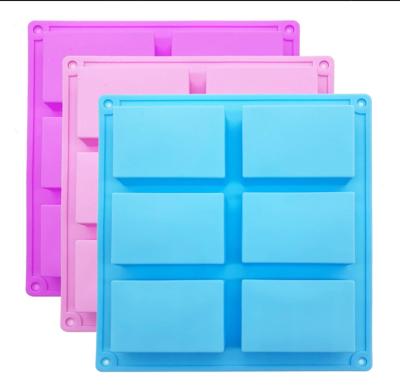 China Viable Silicone Soap Molds 6 Cavities Rectangle Silicone Mold For Baking Cake Pan Biscuit Craft Homemade Soap Mold for sale