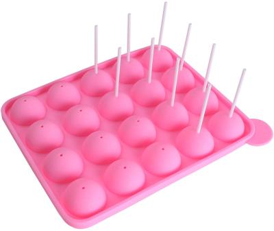 China Hot Selling Viable 20 Cavity Silicone Rose Lolly Pop Party Cupcake Baking Mold Cake Pop Stick Mold Tray for sale