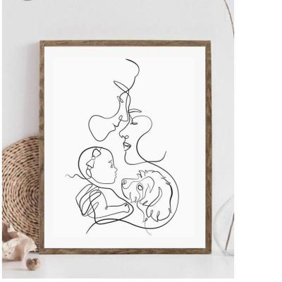 China Abstract Family Line Art Portrait, Custom Minimalist Wall Art Canvas Prints for Living Room for sale