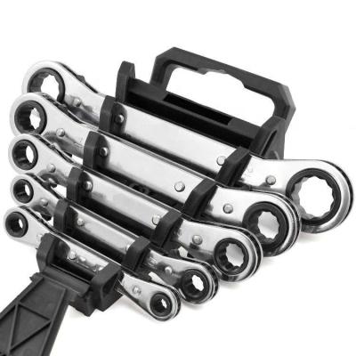 China Carbon Steel 5pcs Open End Ratchet Wrench With Box Double Ring Wrench Set for sale