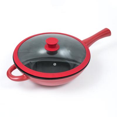 China Sustainable Ceramic Aluminum Chinese Wok 28cm 30cm Nonstick Frying Pan 32cm Saute Pan With Lid for sale