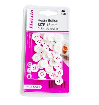 China Eco Friendly Wholesale Custom 4 Holes Sewing Accessories Round White Resin Shirt Garment Button For Clothing for sale