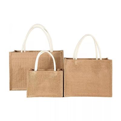 China Customized Canvas Handled Label Fashion Ladies Picnic Gusset Burlap Customer Laminated Jute Shopping Tote Bags for sale