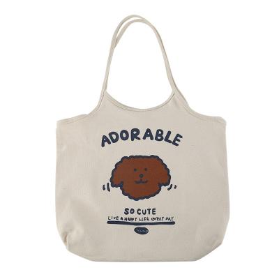 China Wholesale Custom Canvas Handled Tote Bags With Custom Logo Printed Women's Cotton Canvas Simple Grocery Tote Bag for sale