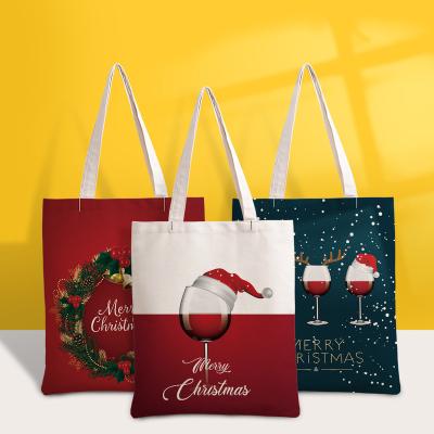 China Wholesale Label Christmas Gift Bag Handled Canvas Bag Customized Shopping Burgundy Tote Canvas Bags for sale