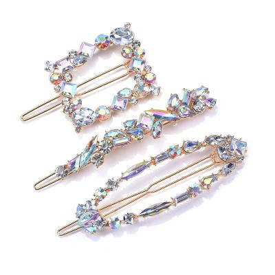 China Hair decoration; New Arrival Luxury Geometric Full Hair Accessories 3pcs Shiny Rhinestone Hair Pin Frog Hair Clips For Girls And Ladies for sale