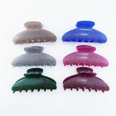 China Large Size Hair Claw Glitter Hair Accessories Acrylic Non Slip Claw Clips For Thick Hair for sale