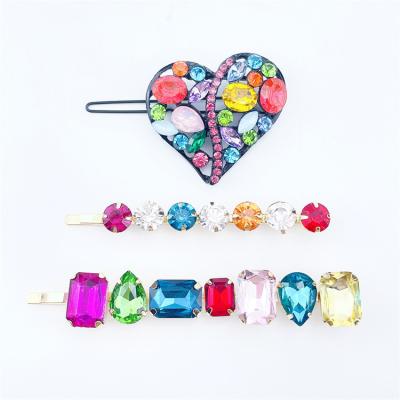 China Hair decoration; Hair Accessories Charming Rainbow Multi Color Crystal Rhinestone Hairpins Korean Hair Cut Set For Women Hair Jewelry Accessories Gift for sale