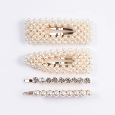 China Wholesale Custom Made Faux Stone Elegant Korean Design Decoration Support Pearl Barrette Instant Bobby Hair Clips Hairpin for sale