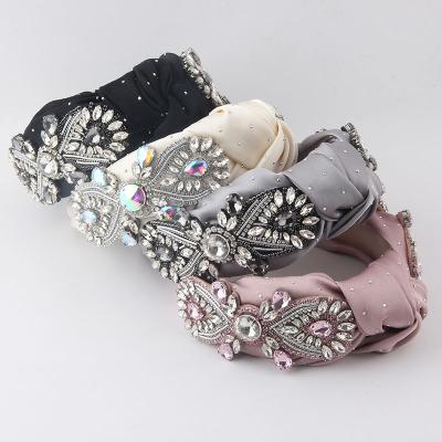 China Hair decoration; Wedding Hair Accessories Hair Accessories New Bareback Fashion Baroque Diamond Personalized Headband Slip Silk Fabric for sale