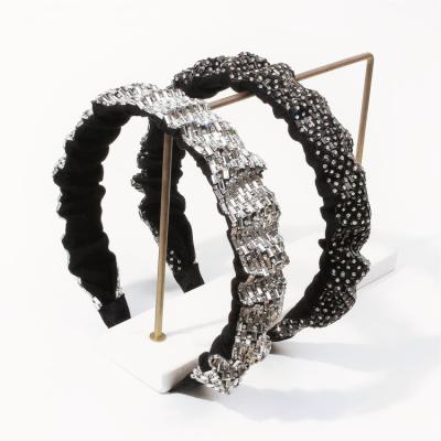 China Hotfiix Fashionable Women Hair Accessories Embellished Aliceband Black Cloth China Women Hair Band Ruched For Styleing for sale