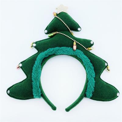 China Christmas Tree Headpiece Hair Decoration Cute Girls Hair Bow Decorative Girls Sweet Christmas Headband for sale