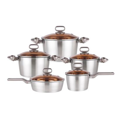 China New Arrival Premium Home Kitchen Cookware Set 10pcs Viable Masterclass Pot Pan Cooking Pot Stainless Steel Cookware Sets for sale