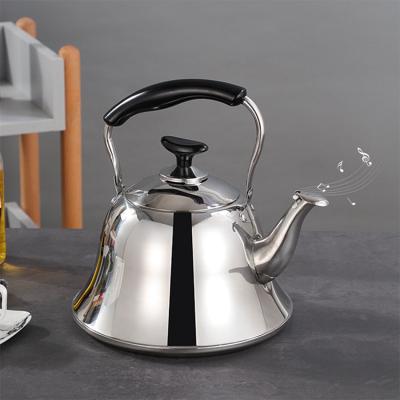 China Wholesale Viable Takure 2/3/4/5L Coffee Water Tea Kettle Stovetop Stainless Steel Whistling Kettle With Heat Resistant Folding Handle for sale