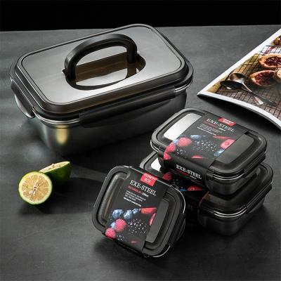 China High Quality Stainless Steel Food Storage Bento Container Stackable Airtight School Food Storage Set With Lid Plastic Lunch Box for sale