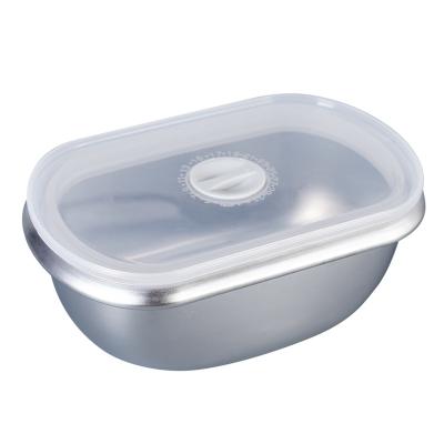 China Freshness Keeping New Design Kitchen Food Storage Container Box Lunch Box 304 Stainless Steel Fresh-keeping Set With Lid Sealed Oval Storage Boxes for sale