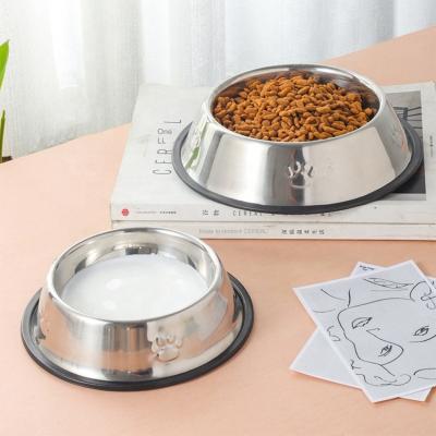 China Factory direct stainless steel dog bowl workable with rubber bottom anti-slip heavy duty premium quality pets feeder bowl for dog and cat for sale