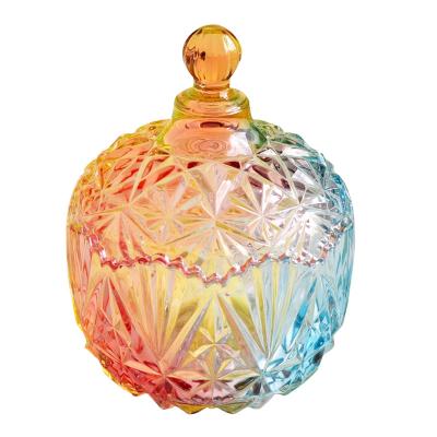 China Minimalist Crystal Glass Candy Jar Handing Jar Glass Candy Storage Container for sale