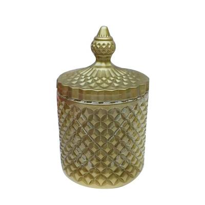 China Home decoration frosted black amber glass containers for candles jar bronze empty candle jars with lid 300ml for sale