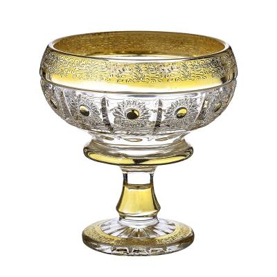 China GAOSI New Arrival 2021 Disposable Fruit Tray Golden Fruit Dish Electroplating Colored Ice Cream With Stand For 9sets Wholesale for sale