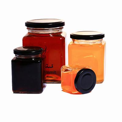 China Shape 45ml 100ml 180ml 280ml 380ml 750ml Transparent Square Honey Jam Freshness Preservation Glass Jar With Metal Lid for sale