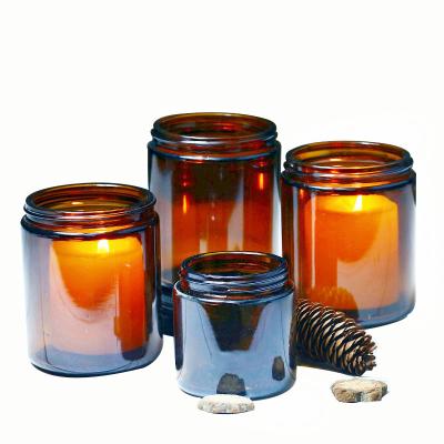 China ECO-frendly unique luxury black 4oz 8oz/amber/clear matte empty candle jars with metal lids glass jar for candle making custom label for sale