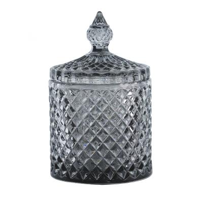 China Home Decoration Round Vintage Candle Holder Luxury Recycled Glass Jars for sale