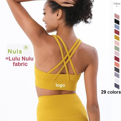 China NULS Lulu Lemon N ulu Fabric Breathable Training Line Up Cross Bra New Yogawear Gym Fitness Workout Yoga Underwear Hot Sexy Sports for sale