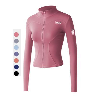 China Yoga Sports Workout Jacket Women's Breathable Zipper Tight-fitting Quick-drying Long Sleeve Top Running Fitness Clothes for sale