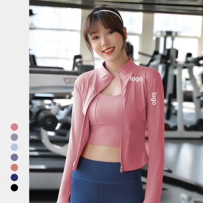 China OEM ODM Yoga Sports Workout Jacket Women's Zipper Breathable Tight-fitting Quick-drying Long Sleeve Top Running Fitness Clothes for sale