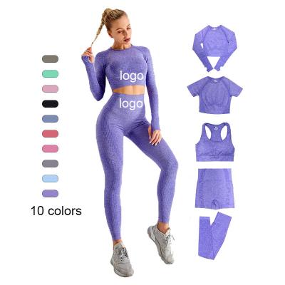 China Breathable Custom Logo Fitness Women Sportswear Workout Yogawerar Suit Seamless Shorts Gaiters Pants Gym Yoga Sets for sale