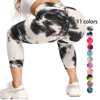 China Breathable Women Fitness Breathable Bubble Dye Tie Jacquard Ink Ink Yoga Pants Sexy Hip Lifting Butt Lift Women Yoga Gaiters for sale