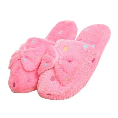 China New Bowknot Cotton Slippers Lady Winter Lovely Warm Cotton CUSHIONING Towed Non-slip Indoor Home Slippers for sale