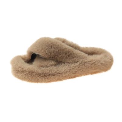 China CUSHIONING Slippers Autumn New Fashion Woolen Cotton Female Slippers Household Slippers for sale