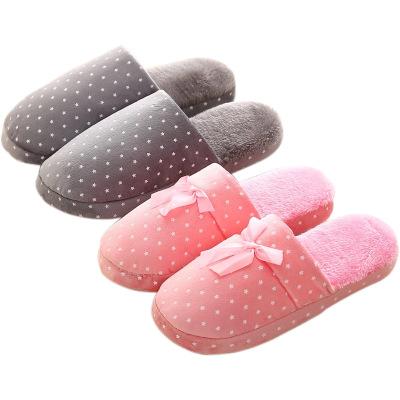 China Cute fashion/winter comfortable/durable soft base men's and women's household cotton bowknot slippers non-slip warm slippers for sale