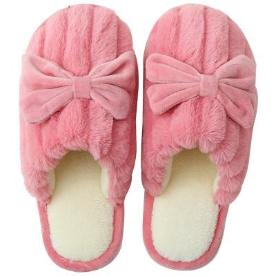 China Fashion slippers men's and women's couples warm cotton indoor slippers/new winter bowknot comfortable/durable cute household for sale