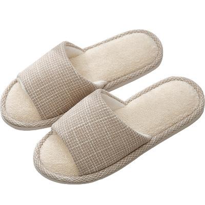 China Couples Lightweight Indoor Soft Home Soles Anti - Slip Men And Women Open - Toe Canvas Slippers for sale