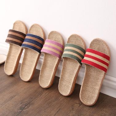 China New Breathable Thick Bottom Slip Couples Canvas Slippers Home Indoor Men And Women Summer Slippers Anti-slippery for sale