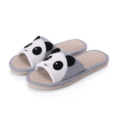 China Soft comfortable/anti-slip/durable wear 2018 new cute canvas slippers cartoon panda home couple thickened non-slip slippers for sale