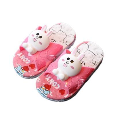 China Cartoon Flat Cute Rabbit Bear Non-Slip Bathroom Children Slippers for sale