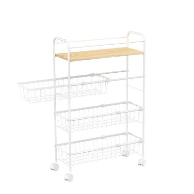 China Home.Hotel.Bathroom. Living Room Kitchen OEM/ODM Table Top Layer 4 Tier Slim Rolling Trolley. with drawers for mobile kitchen shelf storage cart for sale