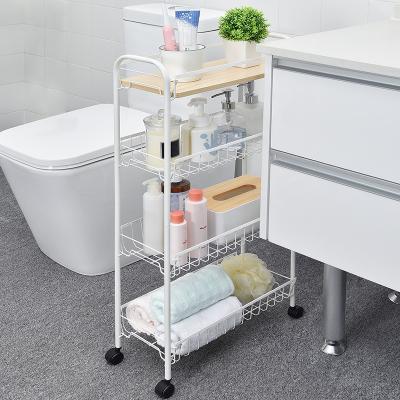 China Easy Cleaning Storage Cart To Fit Between Washer And Dryer, Slim Vertical Bathroom Storage Cart 4 Tier Utility Trolley Organizer for sale