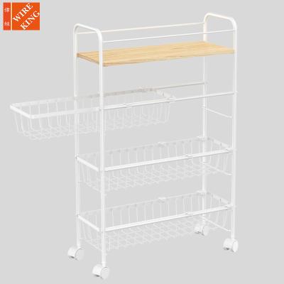 China CLASSIC Narrow Sets Rack Cart 3 Tier Slim Utility Organizer Storage Cart For Kitchen Bathroom for sale