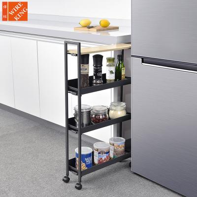 China Various Styles Carbon Steel Trolley Refrigerator Side Gap Kitchen Storage Rack Cart 4 Tier Slim Kitchen Organizer CLASSIC Small for sale