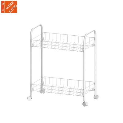 China CLASSIC 2 Layer Wire Basket Storage Trolley Cart Fruit and Vegetable Cart Baskets for Kitchen, Kitchen Storage Cart Organizer for sale