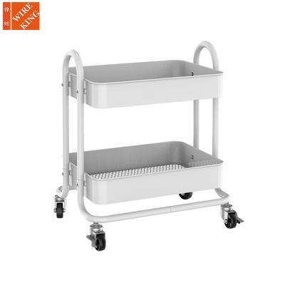 China New Design CLASSIC 2 Tier Metal Storage Cart Bathroom Organizers And Storage Shelving Cart With Locking Wheels for sale