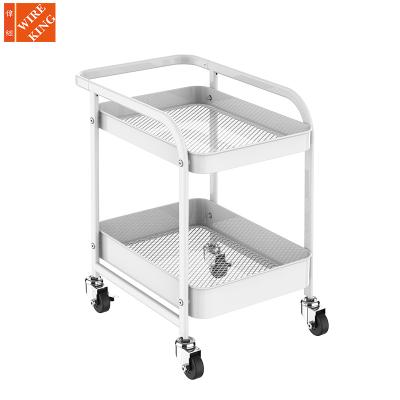 China CLASSIC 2 Layer CLASSIC Multi-Function Shelf Bathroom Teaching Kitchen Food Service Carts Serving Trolley with Handle and Wheels for sale